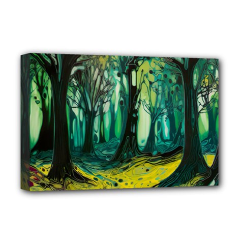 Trees Forest Mystical Forest Nature Junk Journal Landscape Nature Deluxe Canvas 18  X 12  (stretched)