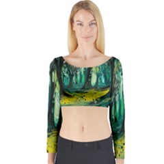 Trees Forest Mystical Forest Nature Junk Journal Landscape Nature Long Sleeve Crop Top