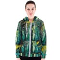 Trees Forest Mystical Forest Nature Junk Journal Landscape Nature Women s Zipper Hoodie View1