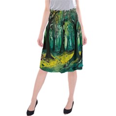 Trees Forest Mystical Forest Nature Junk Journal Landscape Nature Midi Beach Skirt by Maspions