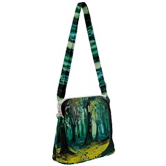 Trees Forest Mystical Forest Nature Junk Journal Landscape Nature Zipper Messenger Bag