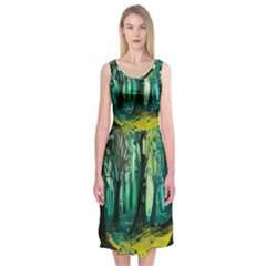 Trees Forest Mystical Forest Nature Junk Journal Landscape Nature Midi Sleeveless Dress