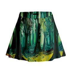 Trees Forest Mystical Forest Nature Junk Journal Landscape Nature Mini Flare Skirt by Maspions