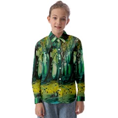 Trees Forest Mystical Forest Nature Junk Journal Landscape Nature Kids  Long Sleeve Shirt