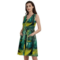 Trees Forest Mystical Forest Nature Junk Journal Landscape Nature Sleeveless Dress With Pocket