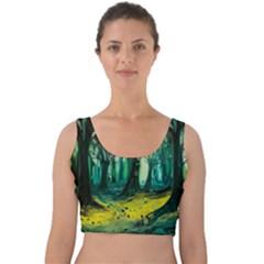 Trees Forest Mystical Forest Nature Junk Journal Landscape Nature Velvet Crop Top