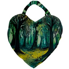 Trees Forest Mystical Forest Nature Junk Journal Landscape Nature Giant Heart Shaped Tote