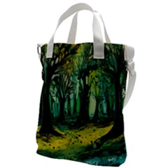 Trees Forest Mystical Forest Nature Junk Journal Landscape Nature Canvas Messenger Bag by Maspions