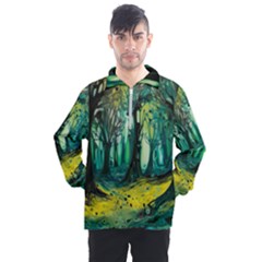 Trees Forest Mystical Forest Nature Junk Journal Landscape Nature Men s Half Zip Pullover