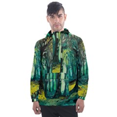 Trees Forest Mystical Forest Nature Junk Journal Landscape Nature Men s Front Pocket Pullover Windbreaker