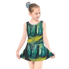 Trees Forest Mystical Forest Nature Junk Journal Landscape Nature Kids  Skater Dress Swimsuit