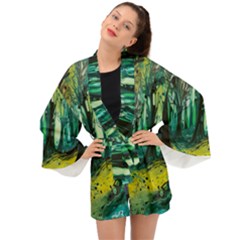 Trees Forest Mystical Forest Nature Junk Journal Landscape Nature Long Sleeve Kimono by Maspions