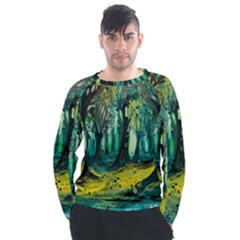 Trees Forest Mystical Forest Nature Junk Journal Landscape Nature Men s Long Sleeve Raglan T-shirt