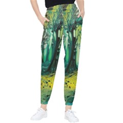 Trees Forest Mystical Forest Nature Junk Journal Landscape Nature Women s Tapered Pants