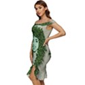 Leaves  face design Off Shoulder Ruffle Split Hem Bodycon Dress View2