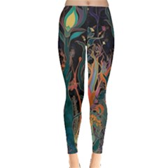 Trees Forest Mystical Forest Nature Junk Journal Landscape Everyday Leggings  by Maspions