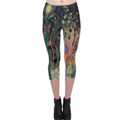 Trees Forest Mystical Forest Nature Junk Journal Landscape Capri Leggings 