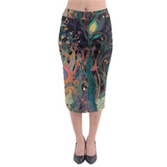 Trees Forest Mystical Forest Nature Junk Journal Landscape Midi Pencil Skirt