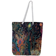 Trees Forest Mystical Forest Nature Junk Journal Landscape Full Print Rope Handle Tote (large)