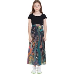 Trees Forest Mystical Forest Nature Junk Journal Landscape Kids  Flared Maxi Skirt