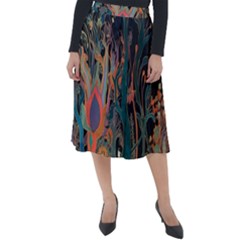 Trees Forest Mystical Forest Nature Junk Journal Landscape Classic Velour Midi Skirt  by Maspions