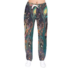 Trees Forest Mystical Forest Nature Junk Journal Landscape Women Velvet Drawstring Pants