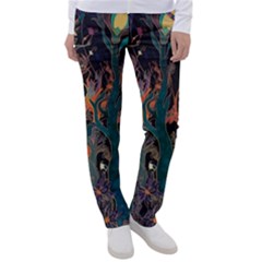 Trees Forest Mystical Forest Nature Junk Journal Landscape Women s Casual Pants