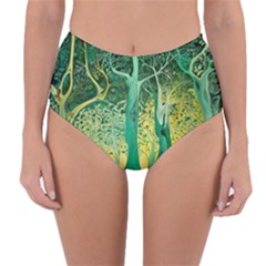 Trees Forest Mystical Forest Nature Junk Journal Scrapbooking Background Landscape Reversible High-waist Bikini Bottoms