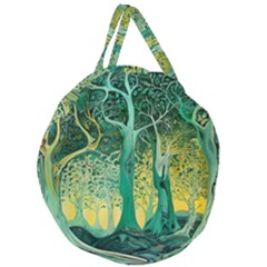 Trees Forest Mystical Forest Nature Junk Journal Scrapbooking Background Landscape Giant Round Zipper Tote