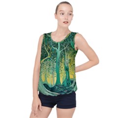 Trees Forest Mystical Forest Nature Junk Journal Scrapbooking Background Landscape Bubble Hem Chiffon Tank Top