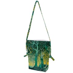 Trees Forest Mystical Forest Nature Junk Journal Scrapbooking Background Landscape Folding Shoulder Bag