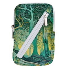 Trees Forest Mystical Forest Nature Junk Journal Scrapbooking Background Landscape Belt Pouch Bag (large) by Maspions