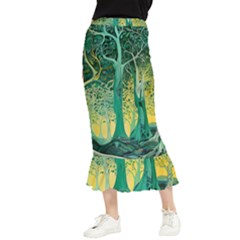 Trees Forest Mystical Forest Nature Junk Journal Scrapbooking Background Landscape Maxi Fishtail Chiffon Skirt