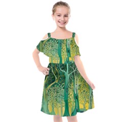 Trees Forest Mystical Forest Nature Junk Journal Scrapbooking Background Landscape Kids  Cut Out Shoulders Chiffon Dress