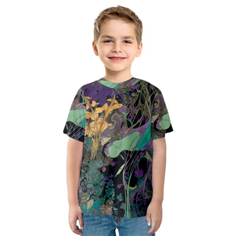 Flowers Trees Forest Mystical Forest Nature Kids  Sport Mesh T-shirt by Maspions