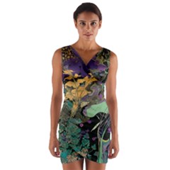 Flowers Trees Forest Mystical Forest Nature Wrap Front Bodycon Dress