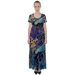 Flowers Trees Forest Mystical Forest Nature High Waist Short Sleeve Maxi Dress