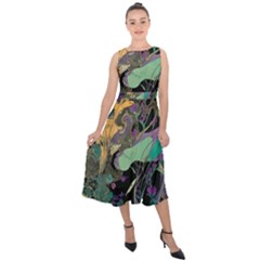 Flowers Trees Forest Mystical Forest Nature Midi Tie-back Chiffon Dress