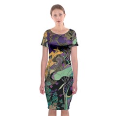 Flowers Trees Forest Mystical Forest Nature Classic Short Sleeve Midi Dress