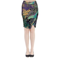 Flowers Trees Forest Mystical Forest Nature Midi Wrap Pencil Skirt by Maspions