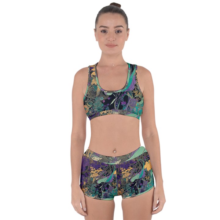 Flowers Trees Forest Mystical Forest Nature Racerback Boyleg Bikini Set