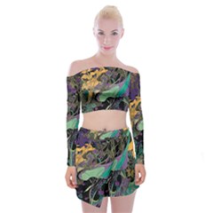 Flowers Trees Forest Mystical Forest Nature Off Shoulder Top With Mini Skirt Set by Maspions