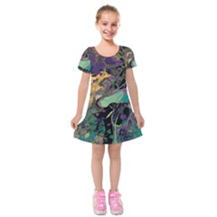 Flowers Trees Forest Mystical Forest Nature Kids  Short Sleeve Velvet Dress