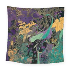 Flowers Trees Forest Mystical Forest Nature Square Tapestry (large)