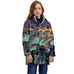 Flowers Trees Forest Mystical Forest Nature Kids  Hooded Longline Puffer Jacket