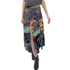 Flowers Trees Forest Mystical Forest Nature Velour Split Maxi Skirt