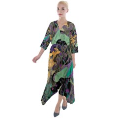 Flowers Trees Forest Mystical Forest Nature Quarter Sleeve Wrap Front Maxi Dress