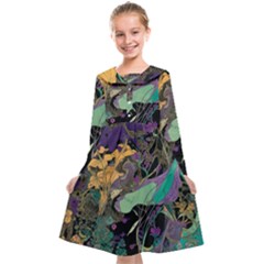 Flowers Trees Forest Mystical Forest Nature Kids  Midi Sailor Dress