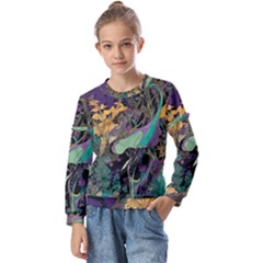 Flowers Trees Forest Mystical Forest Nature Kids  Long Sleeve T-shirt With Frill 