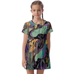 Flowers Trees Forest Mystical Forest Nature Kids  Asymmetric Collar Dress